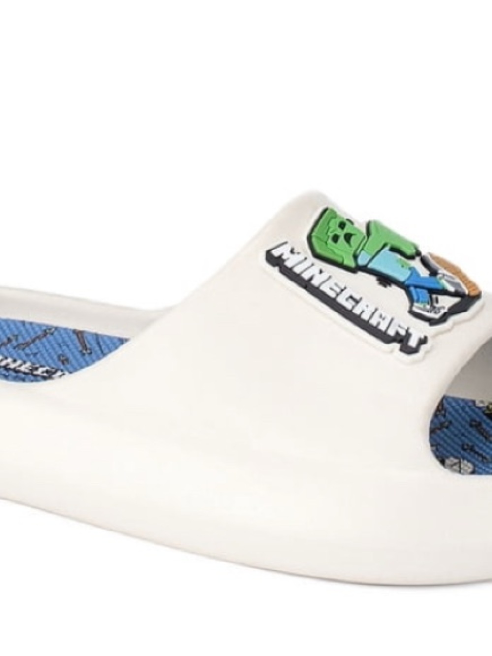 New Minecraft Boys Slide Sandals Size 4/5 Kids Creeper Slip On Shoes With Tags